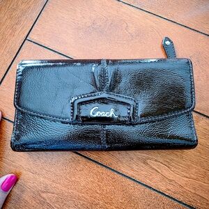 Coach Vintage Patent Wallet deep burgandy/brown